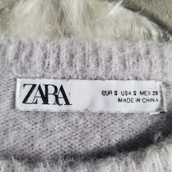 Zara Puffer Ballon Sleeve Knit soft Sweater Top Lilac Size Small - Picture 9 of 9